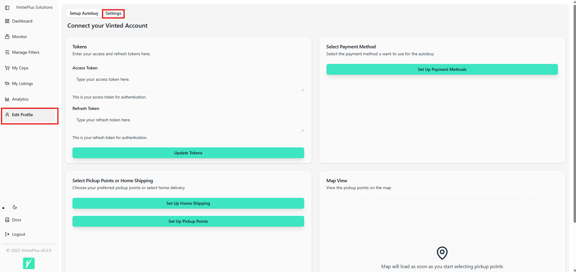 Edit Profile page