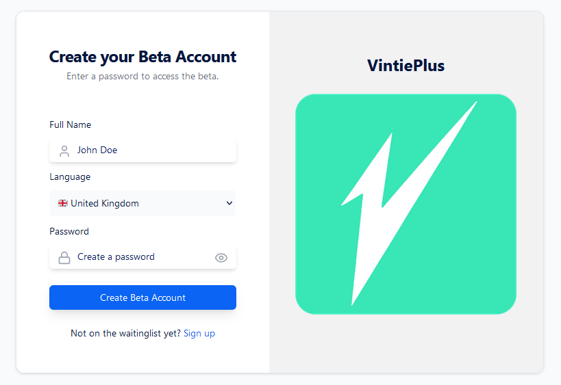 Create your beta password