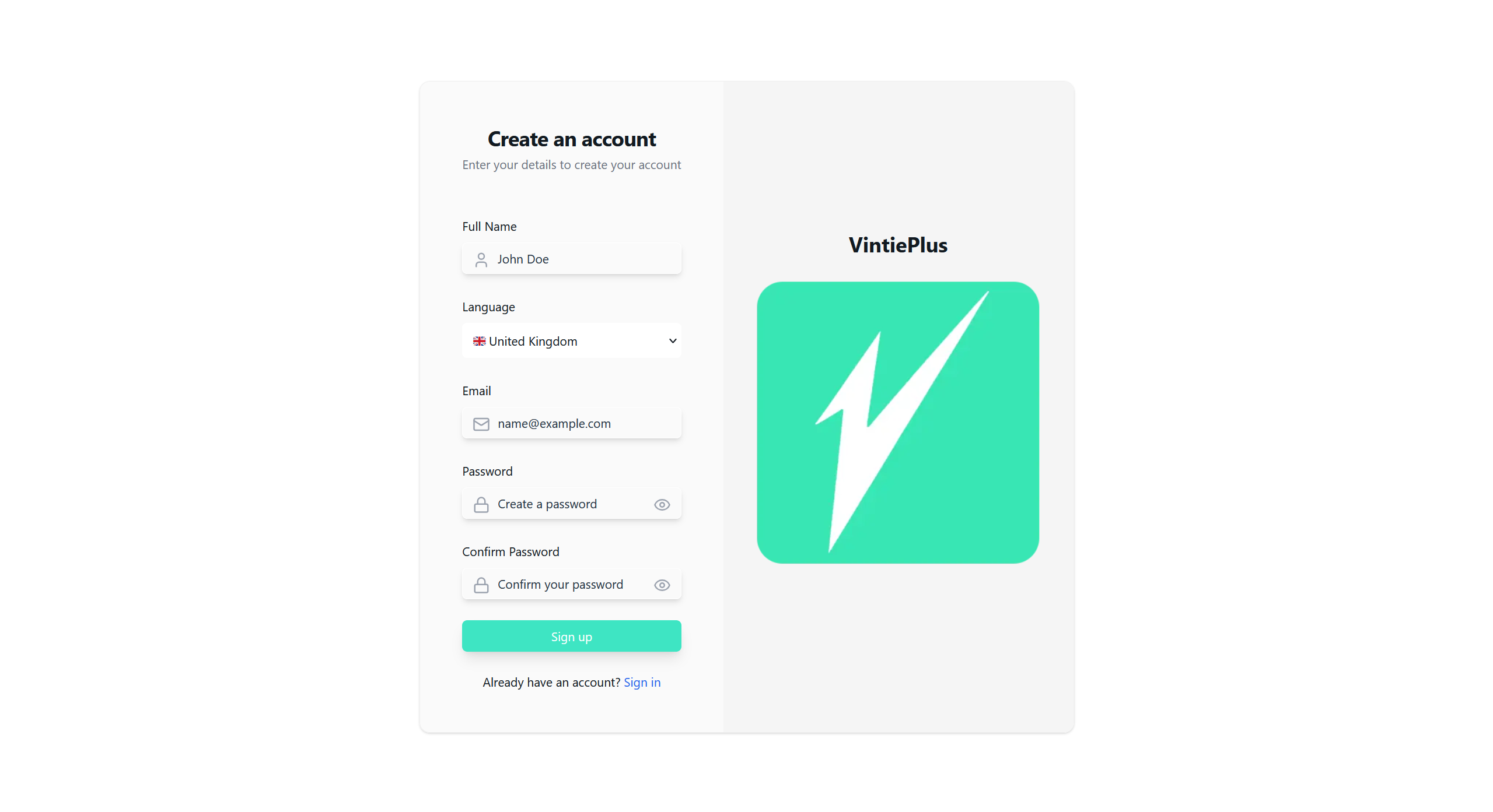 Signup Page